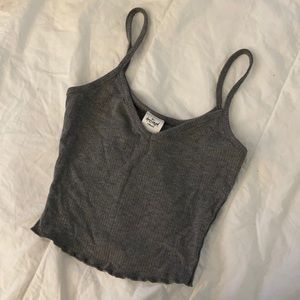 Ribbed ruffle hem crop tank top